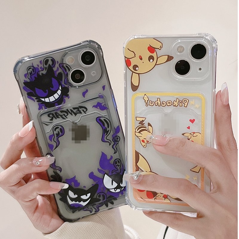 Card Case Gengar &amp; Pikachu Soft Case HP iP iPhone 14 13 12 11 Pro X XS XR Max 7 8 + Plus FTD Casing Apple