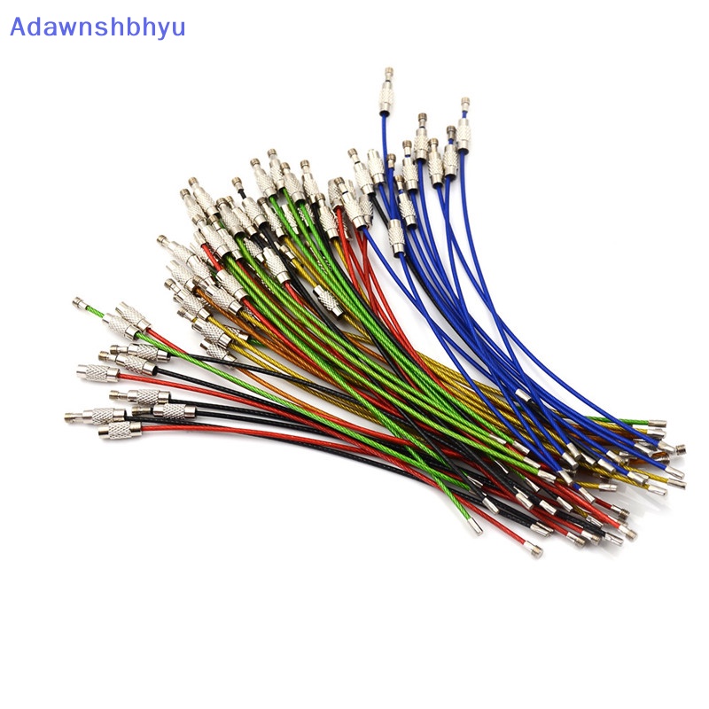 Adhyu 10PCS Stainless Steel Pesawat Kabel Kawat Gantungan Kunci Ring Twist Screw Locking ID
