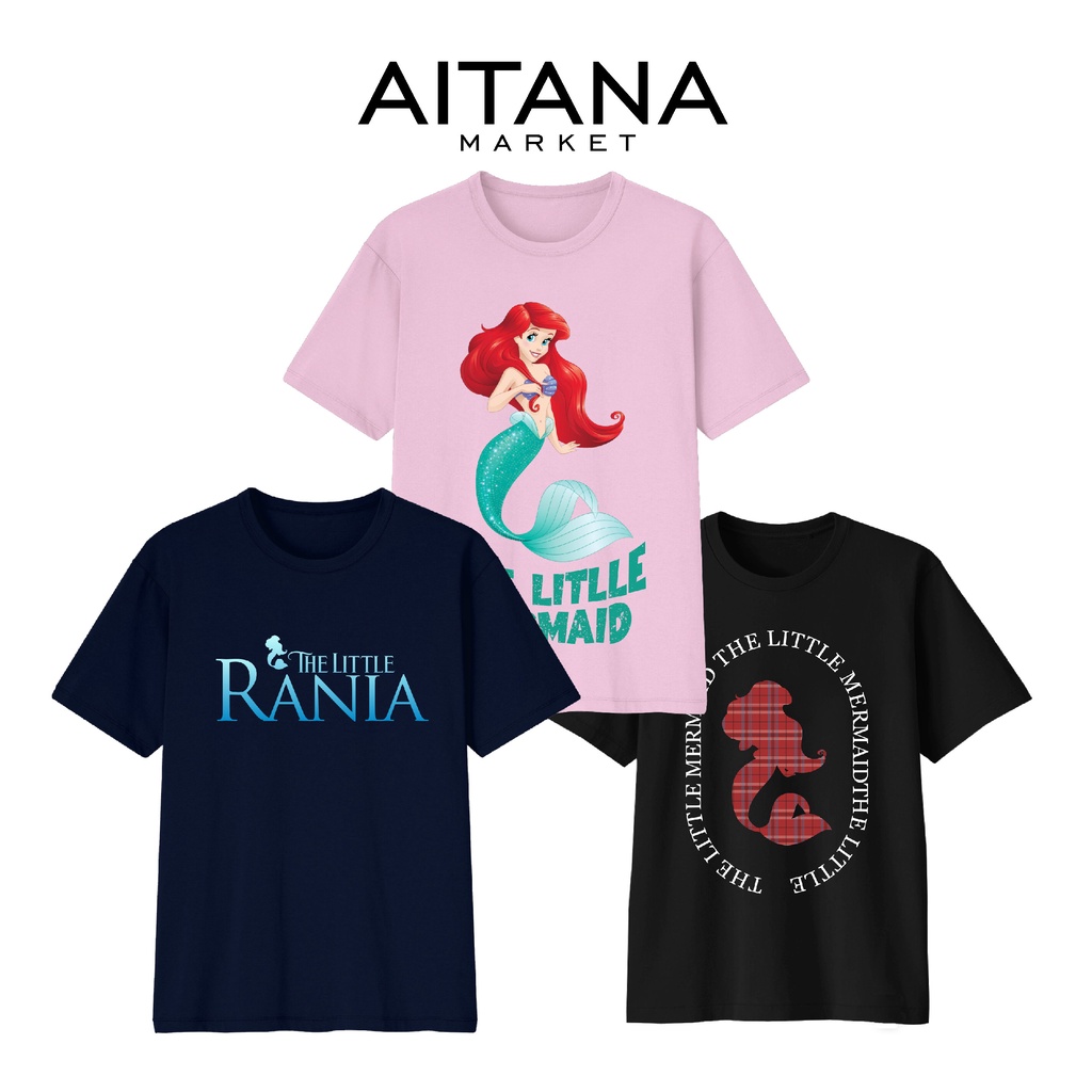 Baju Kaos Size Bayi Sampai Dewasa Seri Ariel Little Mermaid Bahan Katun Combed 30s