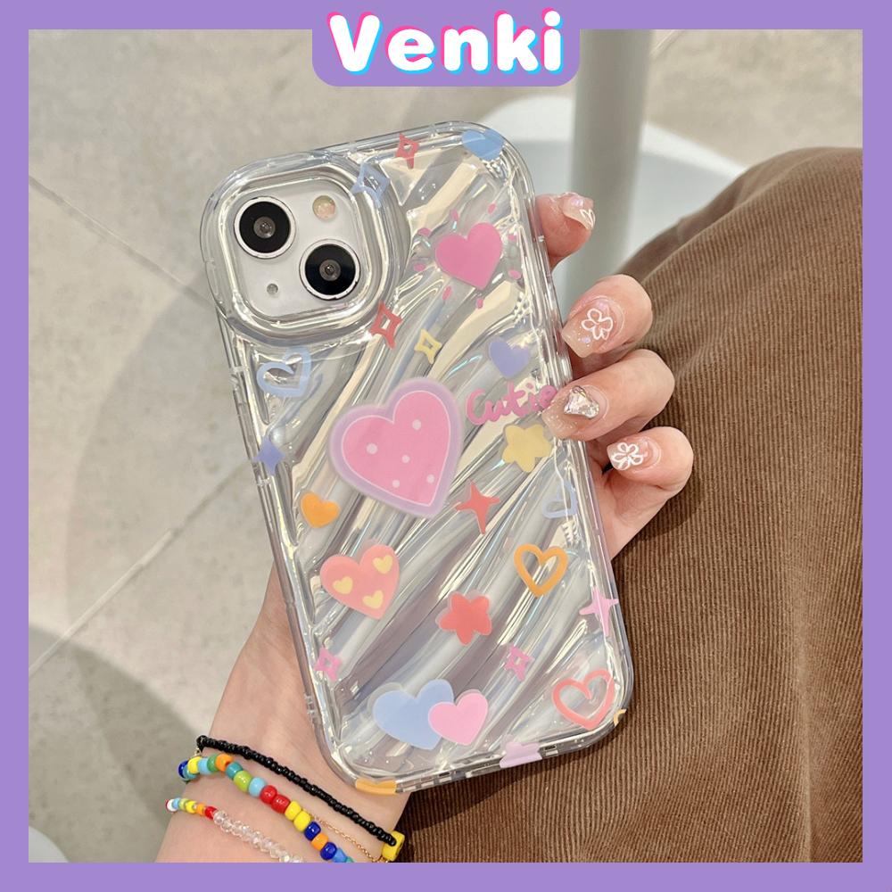 Venki - Untuk Iphone11 iPhone Case Laser Reflektif Bening Casing Ponsel TPU Lembut Shockproof Airbag Phone Case Hati Lucu Kompatibel Dengan Iphone14 13 Pro Max 12 Pro Max XR XS 7 8Plus