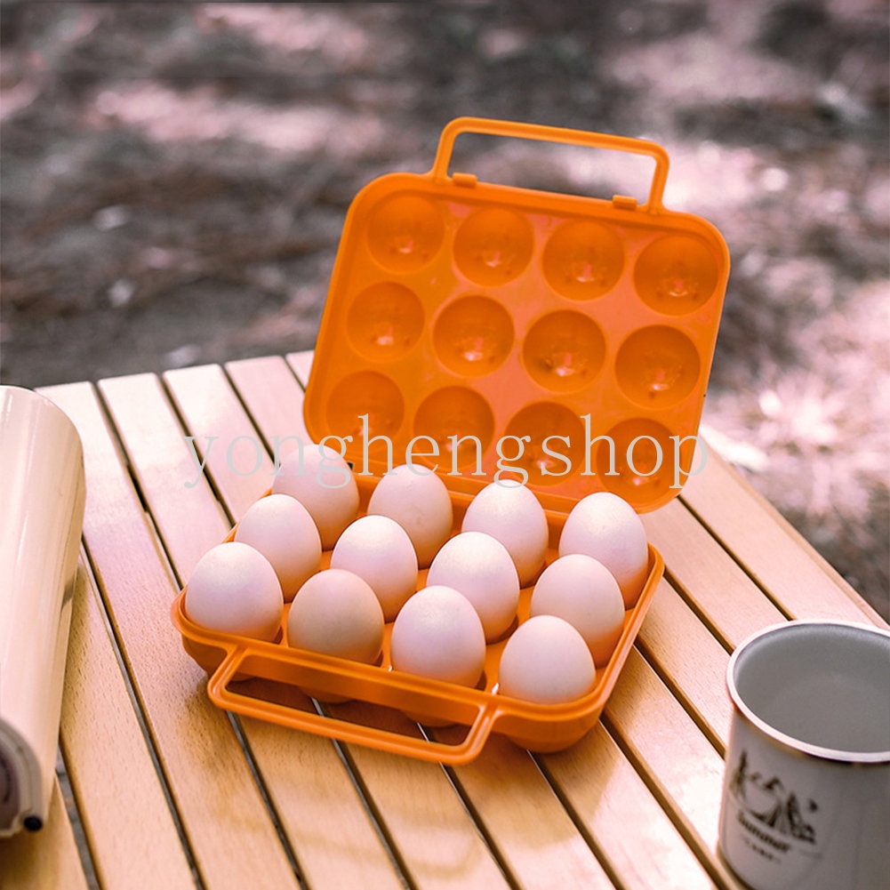 12kisi Kotak Penyimpanan Telur Dengan Pegangan Wadah Tempat Telur Portabel Camping Outdoor Piknik Eggs Box Tray Dapur Organizer Case