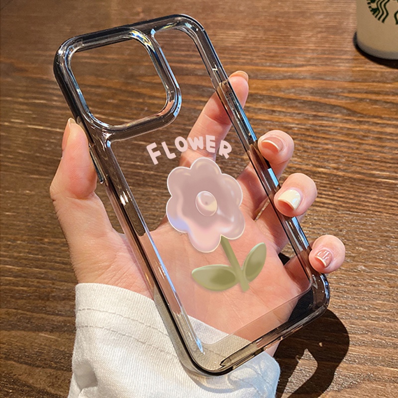 Case Bunga Kartun Lucu Untuk IPhone Kompatibel6 7 8 6Plus 7Plus 8Plus 11 14 Pro Max X XS XR 11 12 13 14 Pro Max SE 2020 2022 Plating Electroplated Buttons Shockproof Cover