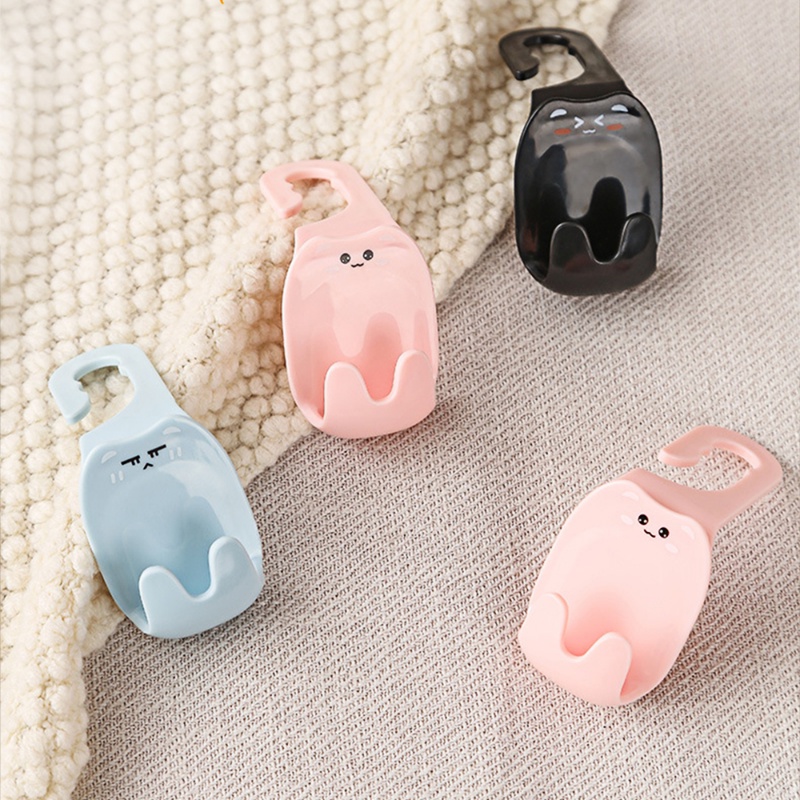 2pcs Universal Car Cartoon Hooks/ Lovely Double-Hook Tas Dompet Kain Gantungan Kursi/ Gantungan Kunci Hook Gantung Aksesoris Mobil