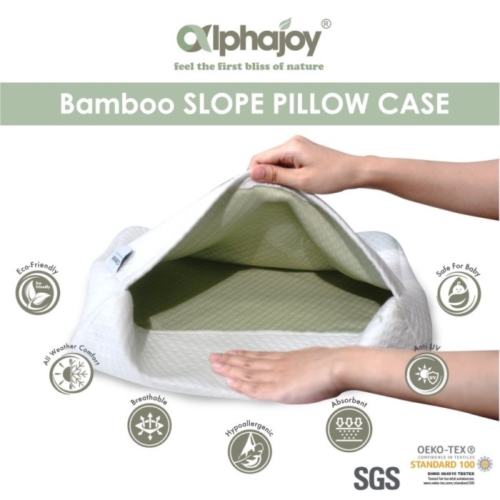 ALPHAJOY SLOPE BAMBOO CASE Sarung Bantal Sudut Bayi Wedge Bambu