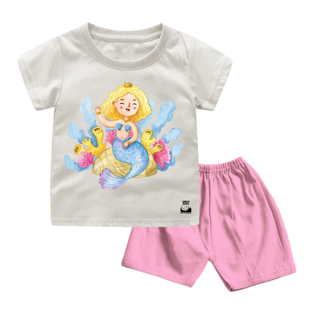 Baju Anak Perempuan Setelan Anak Perempuan Mermaid Hello Bahan Katun Combed 30s