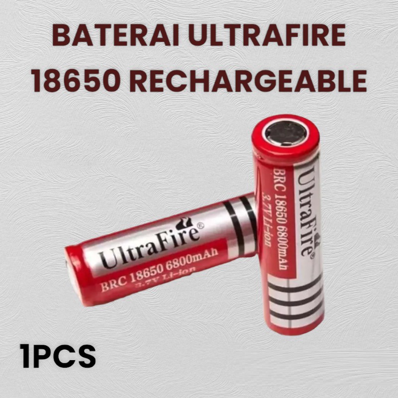 Baterai Ultrafire Swat 18650 Button Top Rechargeable Lithium Protected Battery Isi Ulang Senter Powerbank Bisa Di Cas Charger Batrei Senter Police 3.7V 6800mAh 3,7V