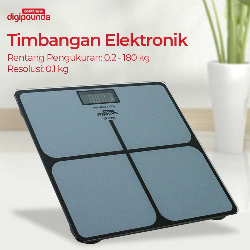 Taffware Digipounds Timbangan Badan Kaca Elektronik 180KG - BT-986