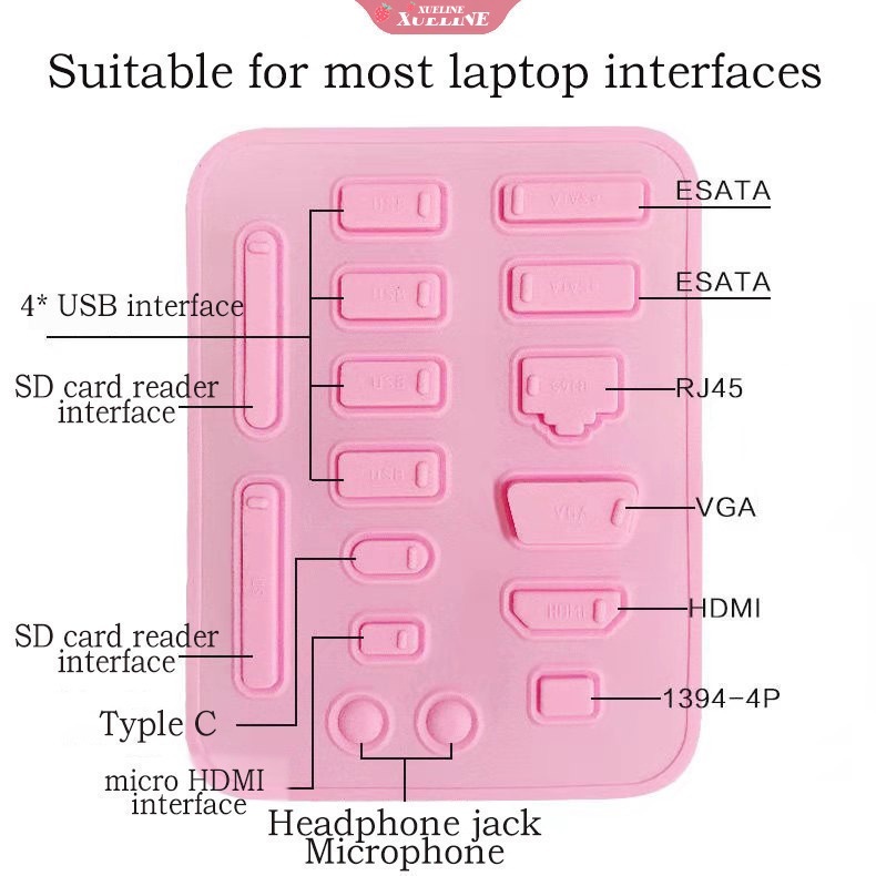 16pcs Colokan Port Colokan Debu Untuk Laptop Melindungi Port Ultrabook Dari Kotoran Debu Silikon Dustproof Anti Dust Plug Cover Stopper [ZXL]