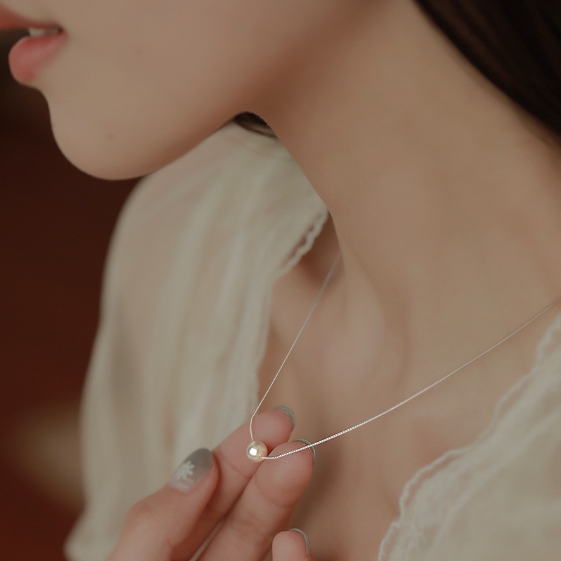 Kalung Mutiara Jepang Korea Sederhana Perempuan Cahaya Mewah ins Niche Desain Classy All-Match Necklace