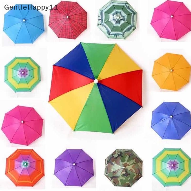 Gentlehappy Topi Payung Outdoor Novelty Foldable Sun&amp;Rainy Day Hands Free Hujan Lipat &amp; Anti Air Multicolor Hat Cap Stok id