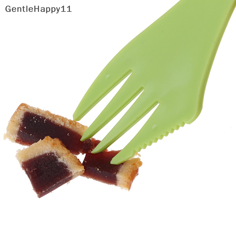 Gentlehappy 1pc 3in1 Sendok Garpu Cutter Travel Camping Hiking Piknik Peralatan Plastik Spork id