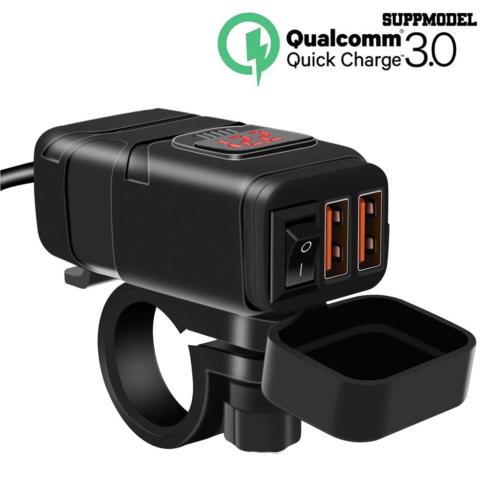 [SM] Motor QC3.0 Fast Charging Dual USB Charger Power Adapter Dengan Voltmeter