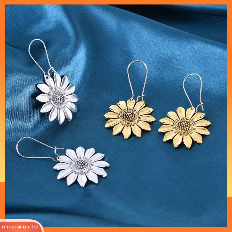 [ONR] Gaya Liburan Bohemian Baru retro Tiga Dimensi Bunga Matahari Anting Emas Kuno Bunga Matahari daisy earrings