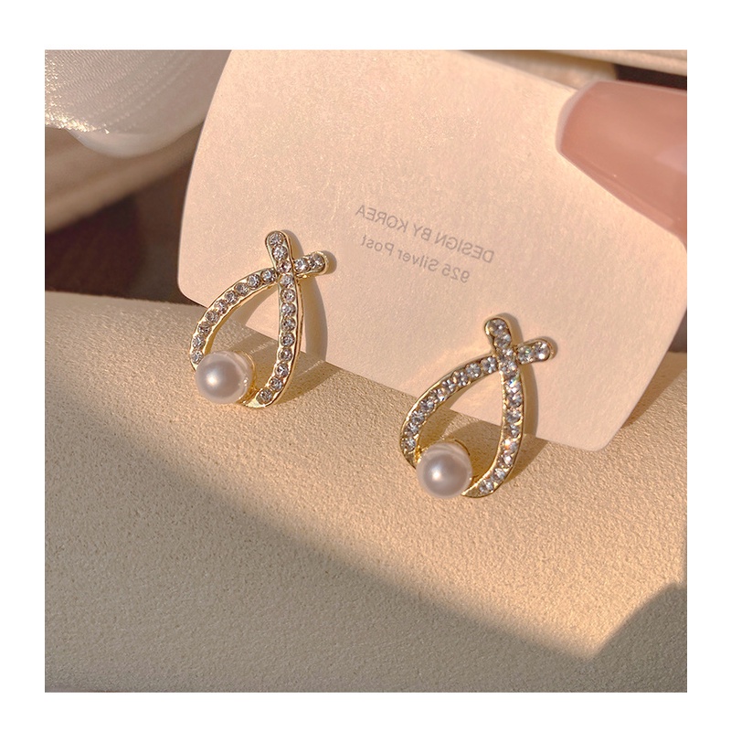 Anting Mutiara Salib Gaya Retro Anting Fashion Yang Indah Dan Premium Baru