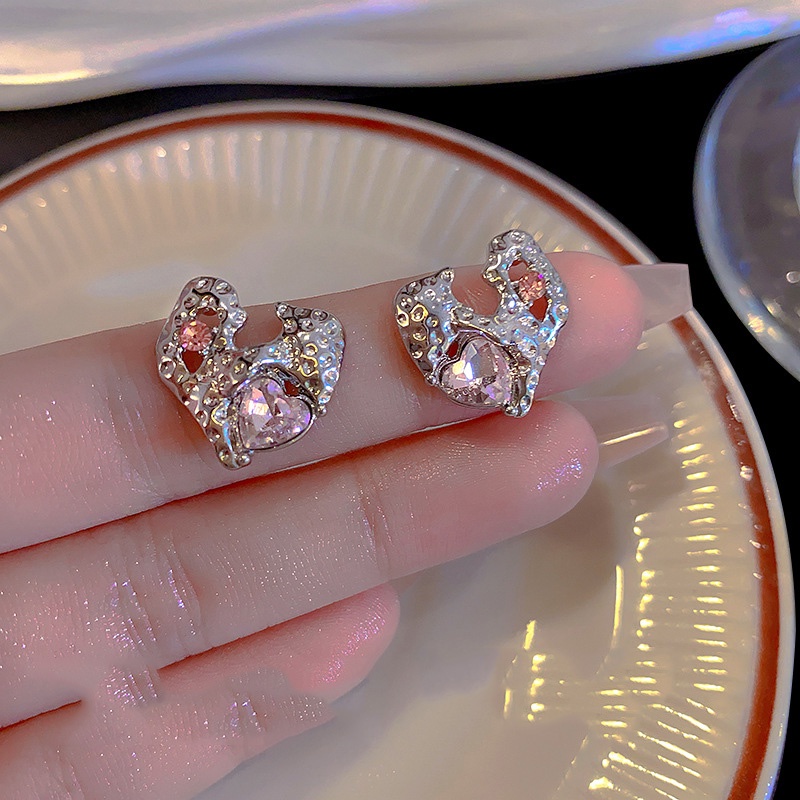 Jepang Japan Korea Selatan Gaya Baru Unik Sederhana Fashion Niche Desain Rasa Anting Cinta Kristal