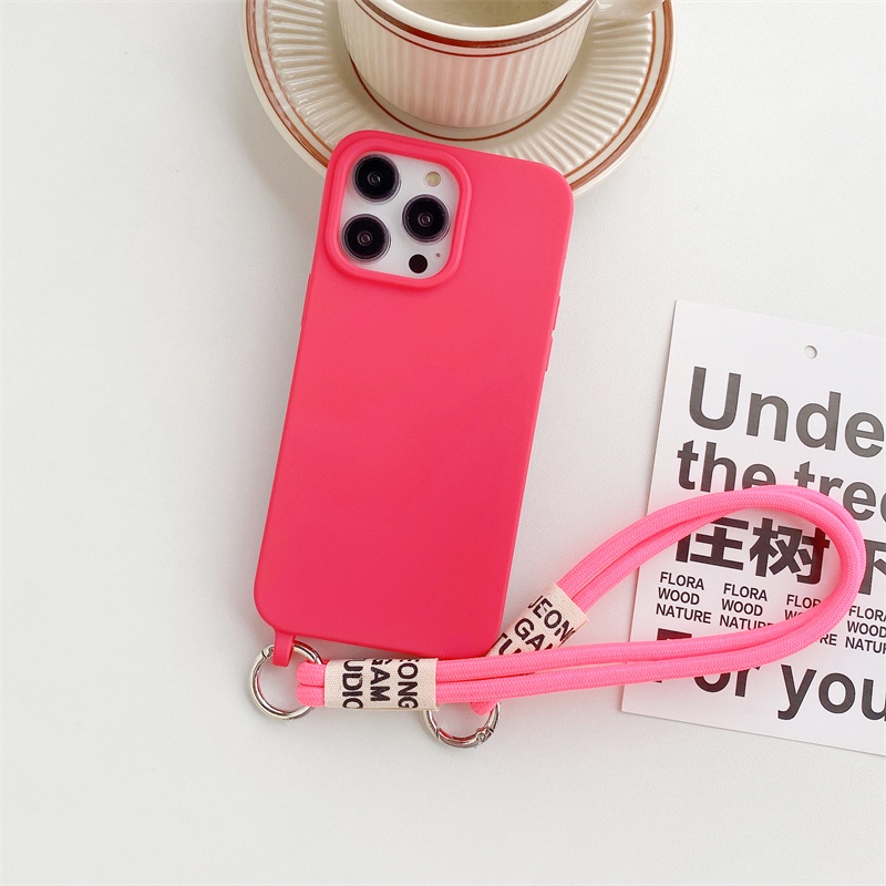 IPHONE Silikon Terintegrasi Anti Rontok Lanyard Cover Cocok Untuk Iphone14 13 12 11 Pro X XS Max XR 78 14 Plus Matte Casing Pelindung Tali Diagonal Soft Case