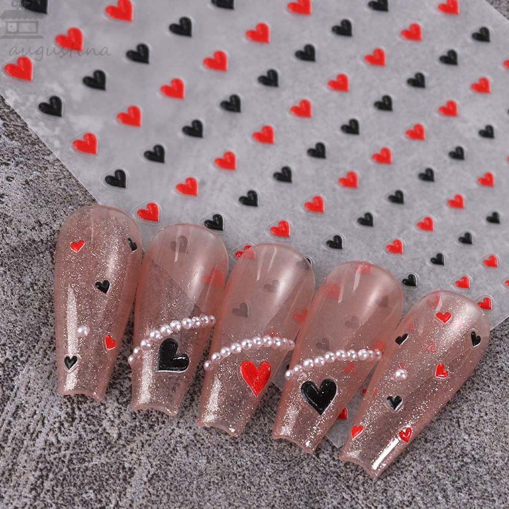AUGUSTINA Stiker Kuku Hati Agustina Fashion Jepang Love Heart|Hiasan Paku Self Adhesive Warna