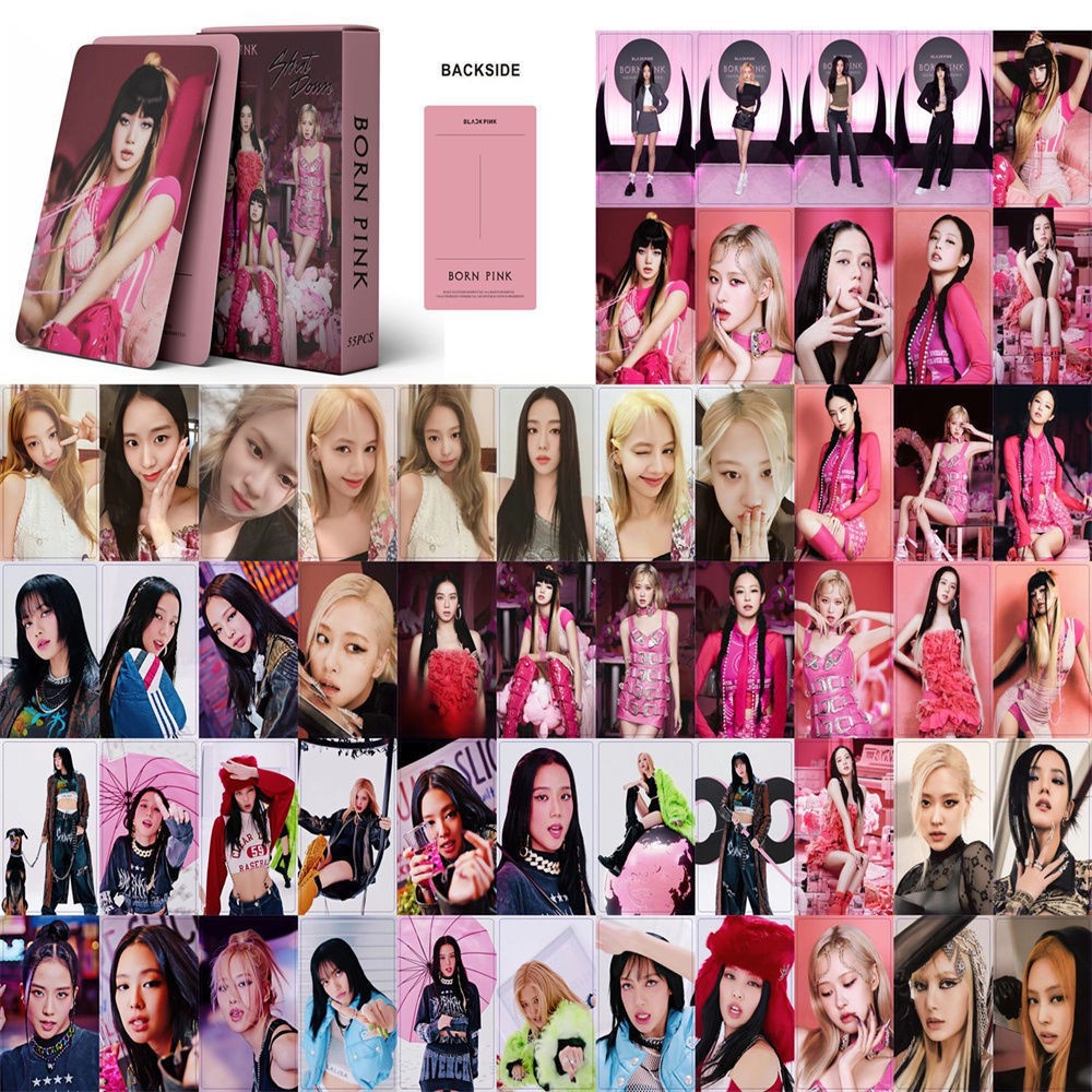 55pcs /box BLACKPINK Photocards JISOO LISA JENNIE Pink Venom Ready for Love Weleoming Colleelion Photo Card Lomo Card Photocard