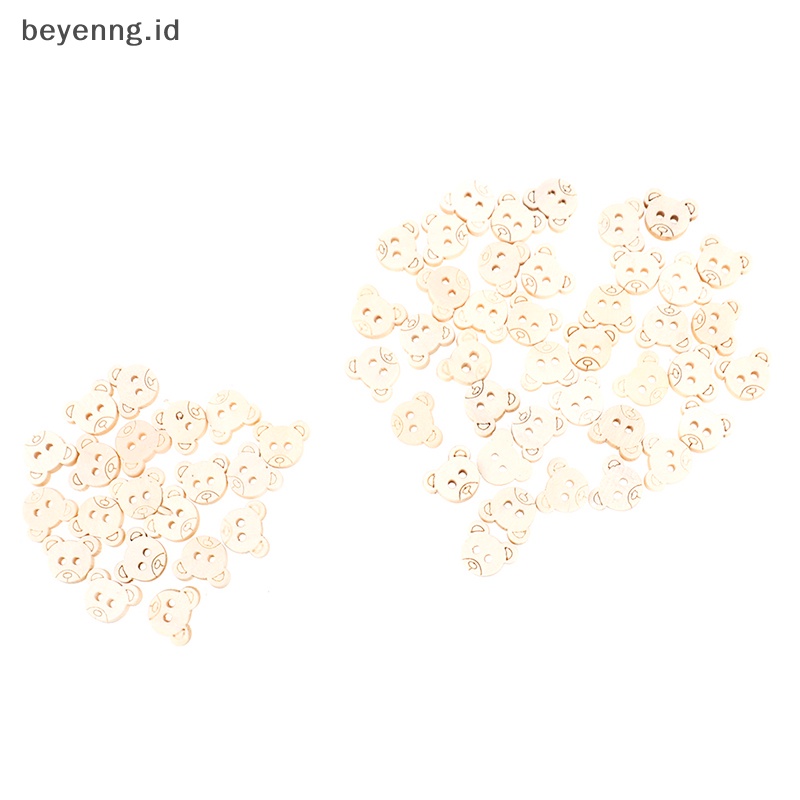 Beyen 20pcs Teddy Bear Ch 2lubang Kancing Jahit Kayu Untuk Anak 13x11mm ID