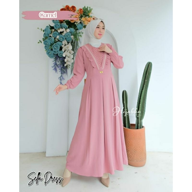 MERONA-GAMIS RISYA DRESS CRINCLE/Gamis lebaran/Gamis kondangan/cod