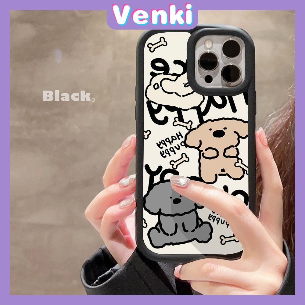 VENKI - Untuk iPhone 11 iPhone Case Matte Blister Soft Case Hitam Beige Shockproof Protection Camera Cute Puppy Kompatibel dengan iPhone14 13 Pro max 12 Pro Max xr xs max 7Plus 8Plus