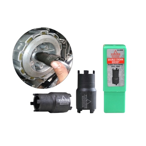 PROMO HARI INI!! PAKET!! 2 ITEM - KUNCI MAHKOTA + GAGANG SHOCK ( L ) - Double Crown Socket Kunci Mahkota Kunci Kopling YUKIDO