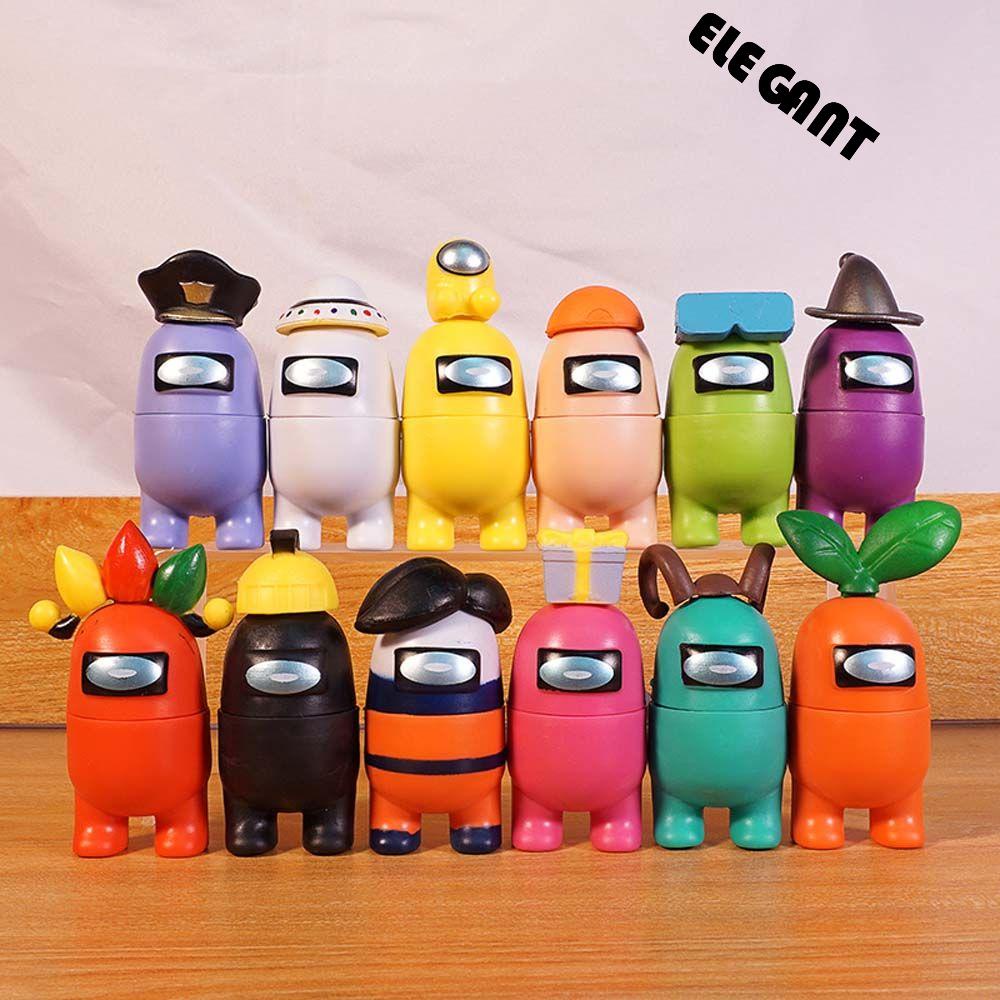 【 ELEGANT 】 Game Among Us Mainan Anak Model Koleksi PVC Dekorasi Desktop Crewmate Ornamen Rumah Figure Toys