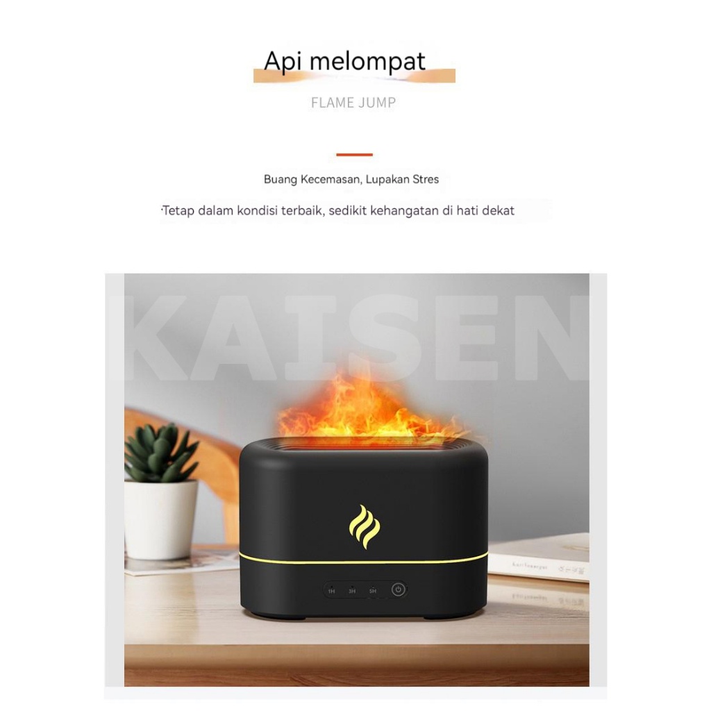 200ml Flame Aromatherapy Machine / Air Humidifier Aromatherapy Purifier Diffuser Colorful  Ilusi Api Aroma Terapi Essential Oil / Pengharum Ruangan  -MYLike Official