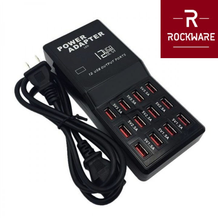 ROCKWARE W-858 - 5V 12A Smart Fast Charging 12 Ports USB Charger