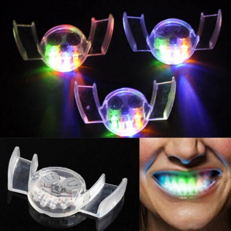 Led kawat kedip / Halloween Glowing behel gigi LED menyala mulut bagian behel / Party Tricky Cosplay gigi palsu Luminous perlengkapan Halloween / mainan berwarna lucu