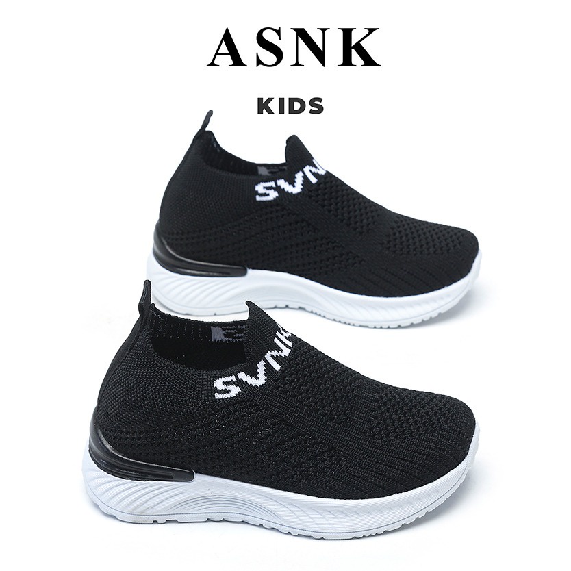 [GROSIR][COD] SEVEN_DAY SEPATU SLIP ON RAJUT ANAK-ANAK UNTUK USIA 3-9 TAHUN / BOY &amp; GIRL WM2331 HITAM