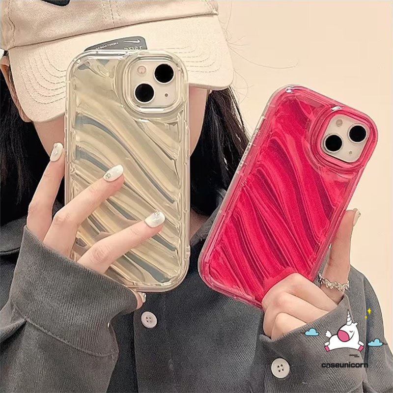 IPHONE Casing Ponsel Kartu Laser Kreatif Kompatibel Untuk Iphone6 7 8 6S Plus XR X11 13 14 12 Pro MAX 7Plus XS MAX SE 2020mewah Sederhana Mempesona Pola Korgasi Stereo 3D Soft Cover