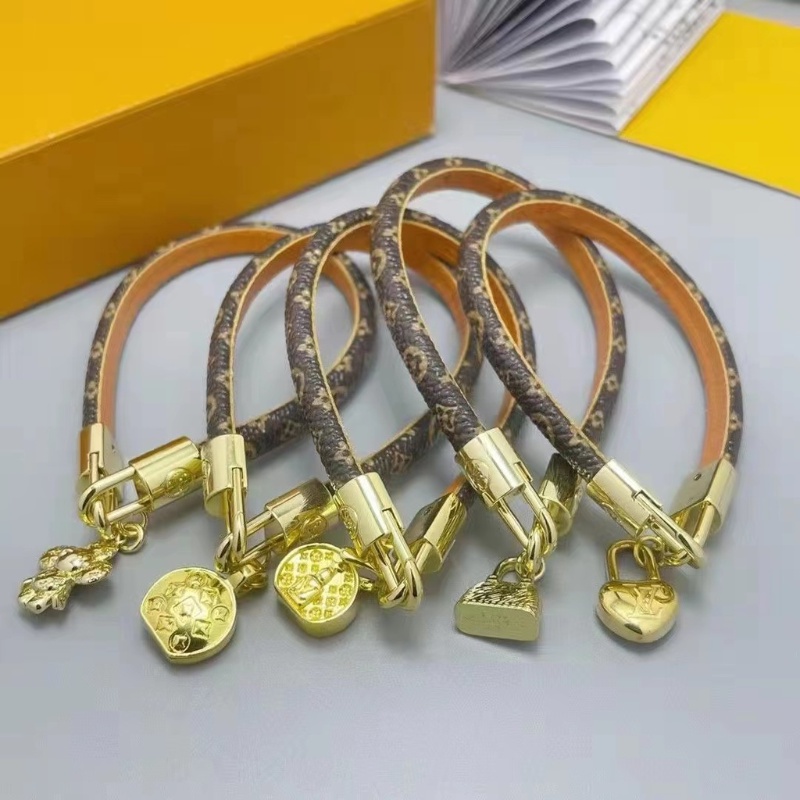 Klasik Fashion Gelang Stainless Steel Presbyopic Gelang Tali Kulit Baja Titanium 18 K Gelang Pasangan Gelang Kulit