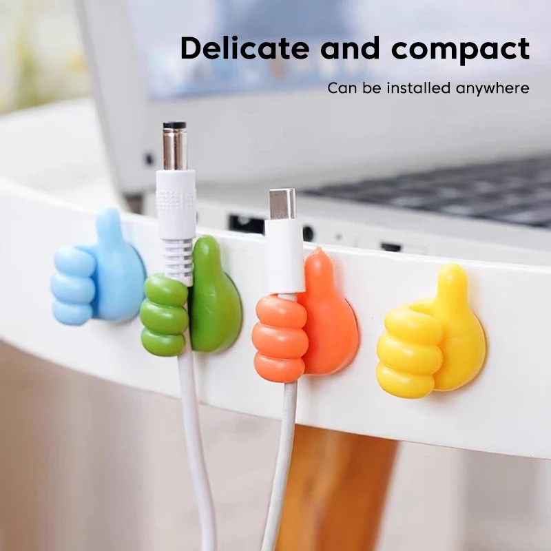 1pc/4pcs /10Pcs Mini Lucu Multifungsi PVC Jempol Dinding Yang Dipasang Kabel Data Organizer Klip Baru Tahan Lama Sticky Dinding Kait Gantungan Kawat Tempat Penyimpanan