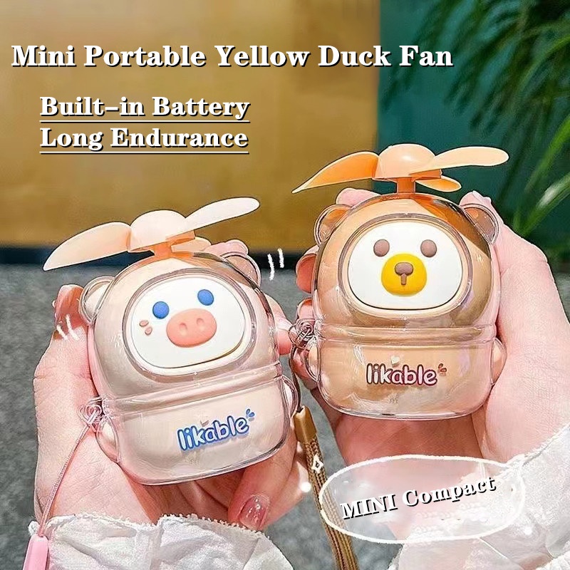 Yellow Duck Kipas Angin Mini Genggam Usb Rechargeable Portable Fan Untuk Rumah Kantor