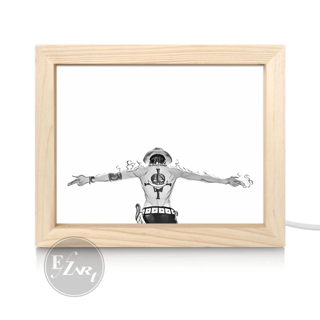 Edisi Anime One Piece - Bingkai Lampu LED Light Frame Painting Art Pigura Pajangan Dekorasi Meja Kamar Estetik Cocok Jadi Kado Hadiah