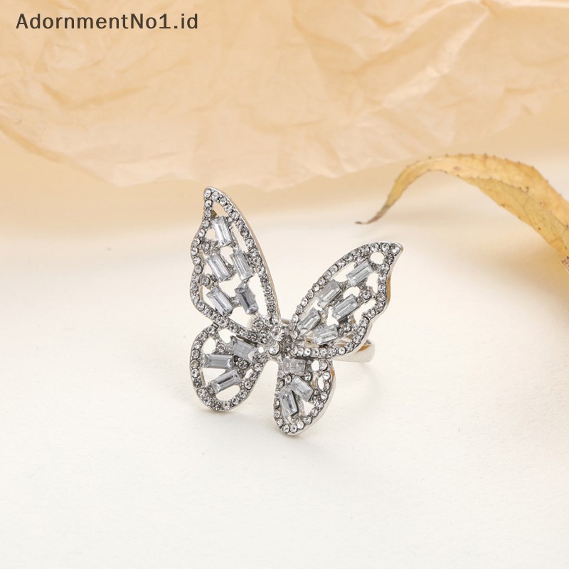 [AdornmentNo1] Cincin kawin warna perak untuk wanita baru trendi elegan menawan berkilau Butterfly zirkon perhiasan pengantin hadiah