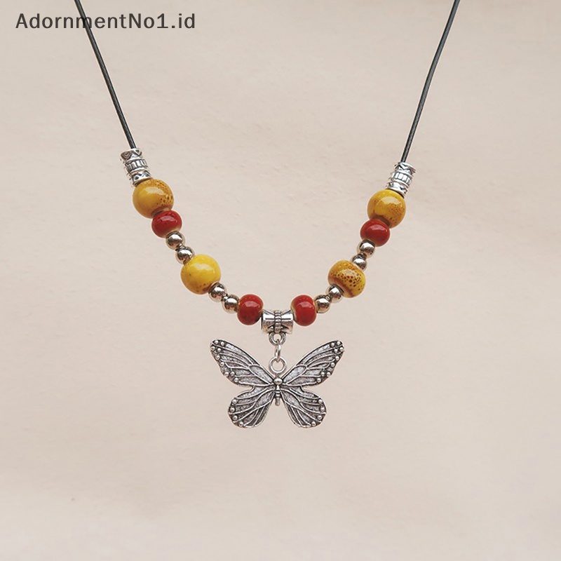 [AdornmentNo1] Bohemian Vintage kalung kupu manik keramik liontin Adjustable Bulk item