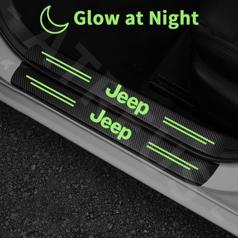 Luminous Stiker Pelindung Pintu Mobil Jeep Anti Gores Threshold Strips Mobil Stiker Untuk Jeep Renegade Compass 2023 Willys Wrangler jk Grand Cherokee