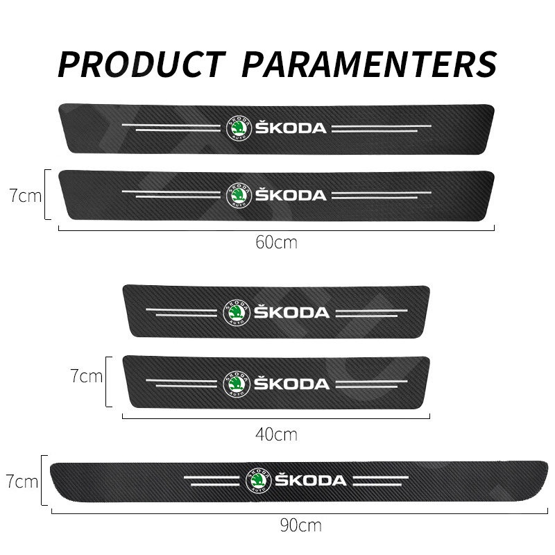 Luminous Stiker Pelindung Pintu Mobil Skoda Anti Gores Threshold Strips Mobil Stiker Untuk Skoda Rapid Kodiaq Octavia 2 3 Fabia Karoq Superb