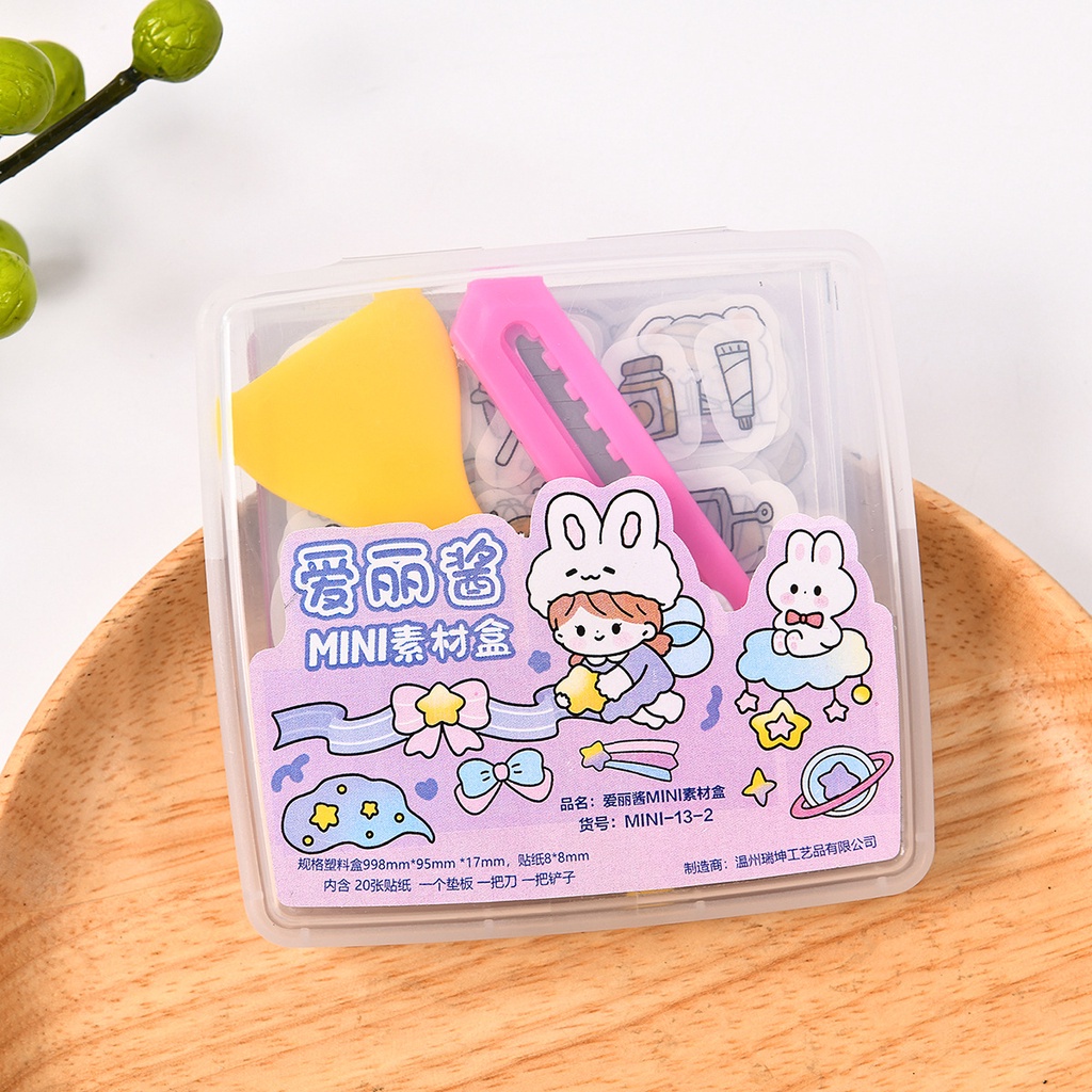 PAKET STIKER DAN PINSET STIKER BOX SET MINI PERALATAN JURNALING MOMO KARTUN LUCU UNIIK IMUT DISTRICT BEAUTY