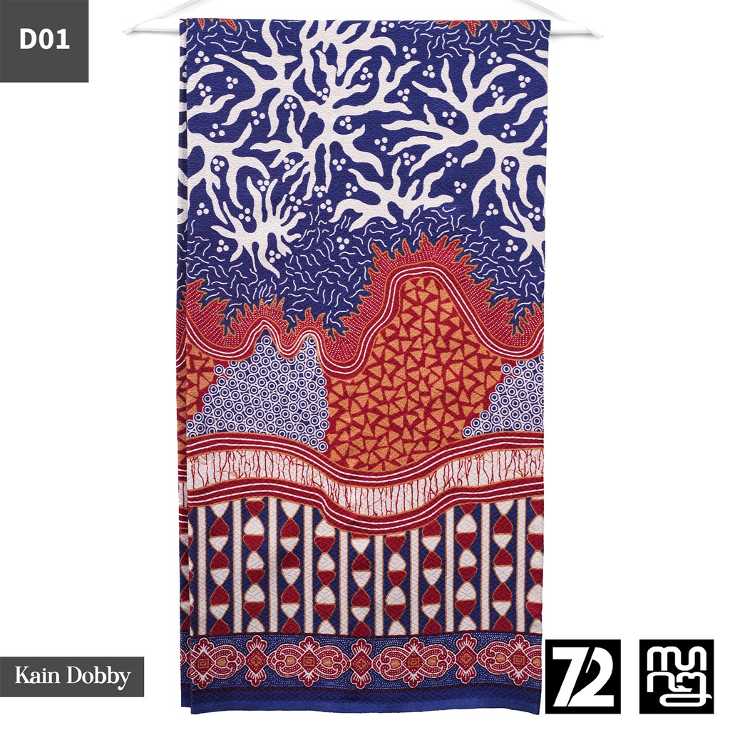 KAIN BATIK DOBBY Premium Motif Lapis Kaktus Warna Biru 723915 Cap 72