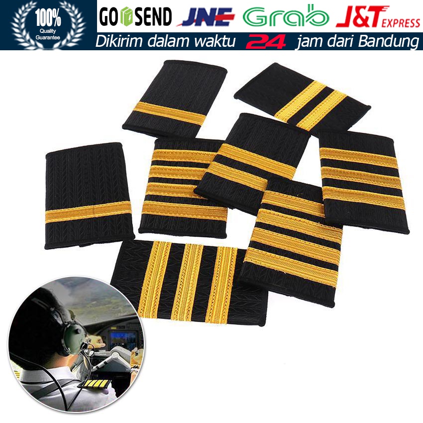 Lencana Pin Kerah Pangkat Pilot Strip / Bar Pilot Pangkat Pilot Epaulette 1-4 Gold