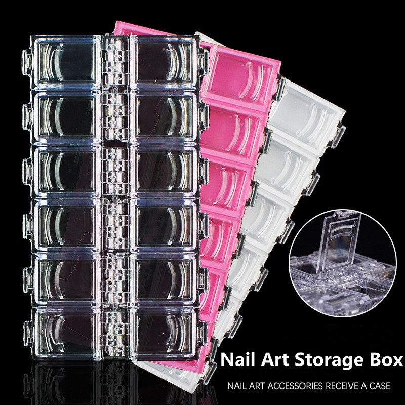12gelang Multifungsi Sederhana Plastik Nail Art Aksesoris Kotak Penyimpanan Hardware Case Manik-Manik Wadah Kecil Pil Chip Kotak Desktop Perhiasan Organizer