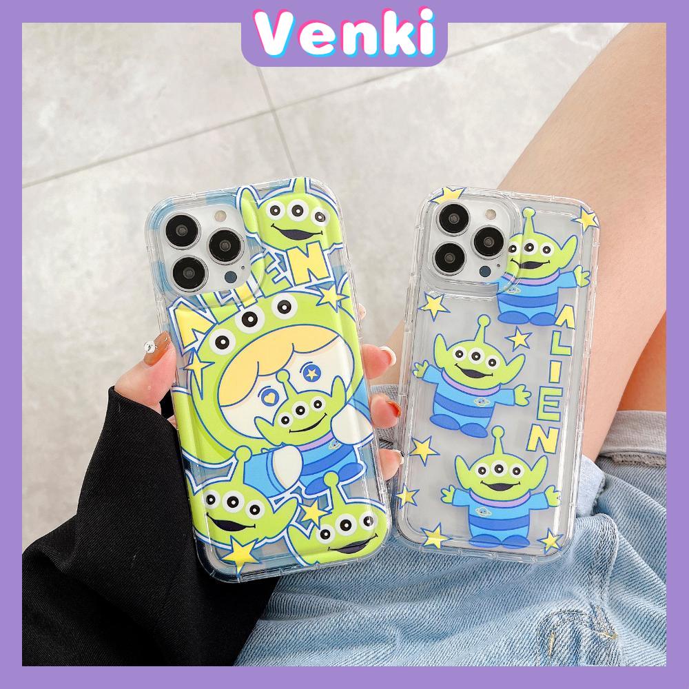 VENKI - Untuk iPhone 11 Case Bening Phone Case TPU Soft Airbag Shockproof Protection Camera Lucu Kartun Hijau Boneka Kompatibel dengan iPhone 14 13 Pro Max iPhone 12 Pro Max XR XS 7 8