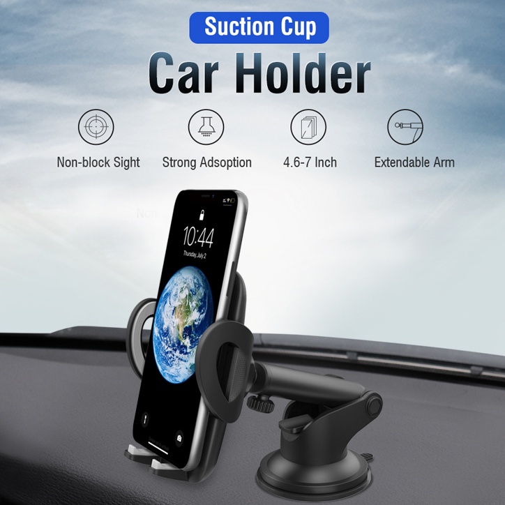 Car Holder 360 Rotable HP Mobil Stand Holder Pemegang HP Bisa Disesuaikan Dashboard Securely Silicon