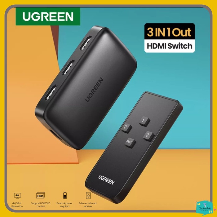 Ugreen HDMI Switcher 3 in 1 out 4K / 3D with Remote Laptop TV Box PS