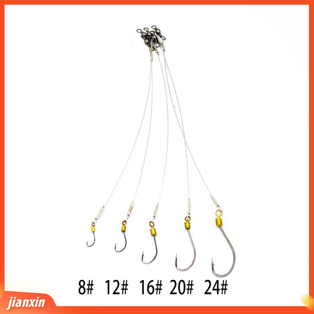 (In Stock) 5Pcs Anti Gigit Kawat Stainless Steel Pemimpin Memancing Rigs Hooks Line Tackle Tool
