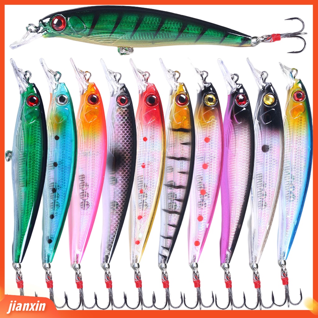 (In Stock) 11cm /12.8g Umpan Pancing Simulasi Lapisan Reflektif Warna Terang 3D Fisheyes Tajam Kait Ikan Menarik Universal Mengambang Ikan Kecil Buatan Bass Umpan Keras Alat Pancing