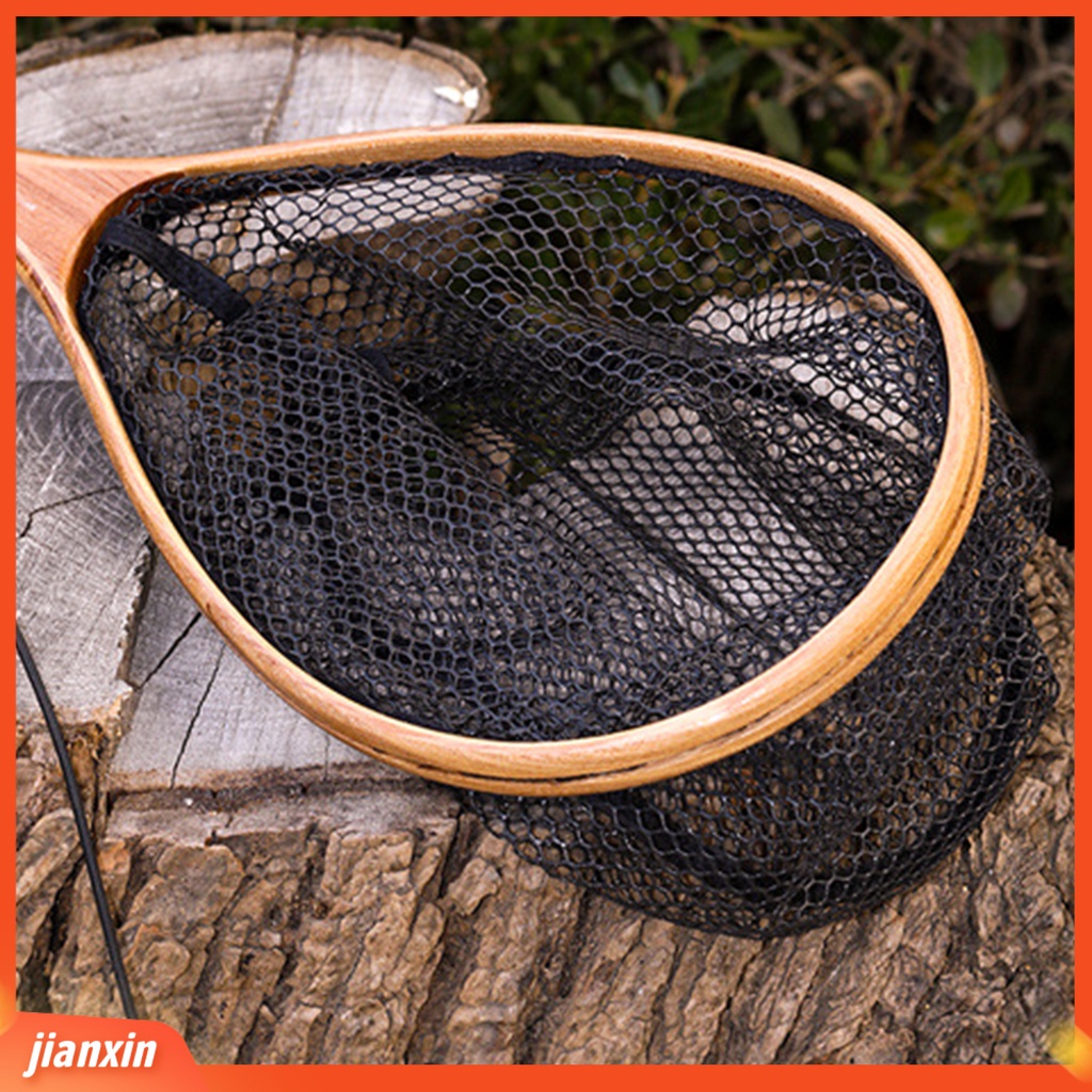 (In Stock) Mini Landing Dip Net Tahan Sobek Gagang Kayu Jaring Celup Ikan Lubang Lebat Untuk Angling
